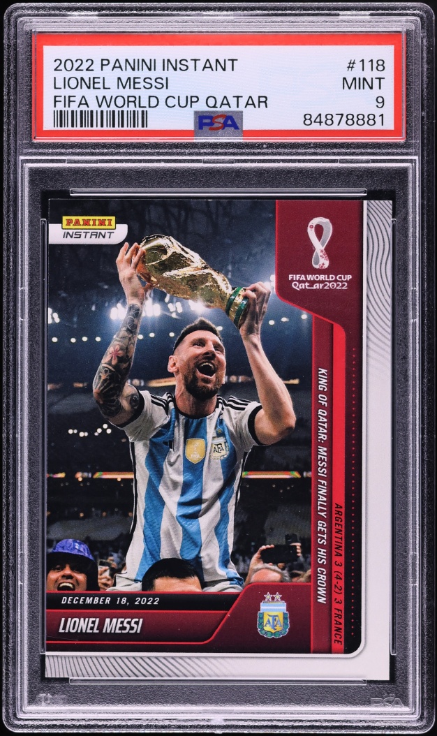 2022 Panini Instant FIFA World Cup Qatar Lionel Messi /22081 #118 PSA 9 MINT
