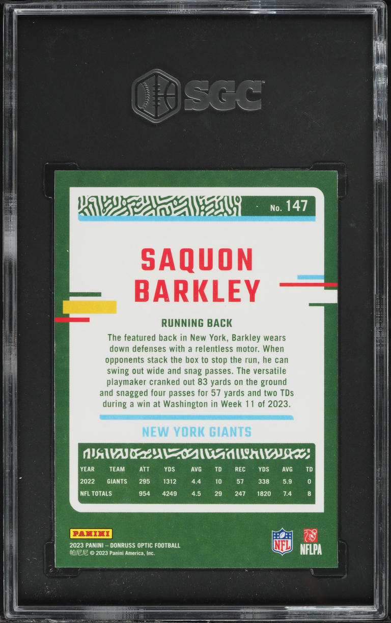 2023 Donruss Optic Saquon Barkley #147 SGC 10 GEM MINT