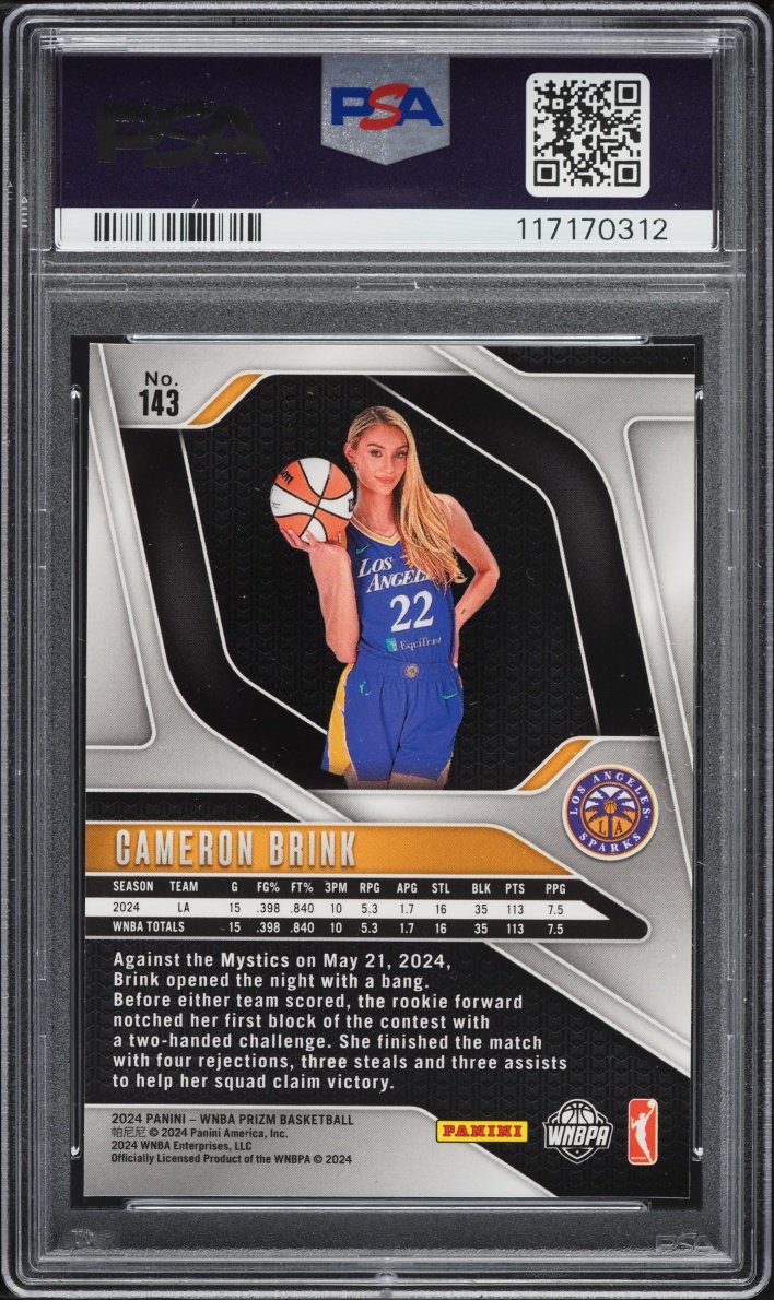 2024 Panini Prizm WNBA Cameron Brink ROOKIE #143 PSA 8 NM-MT