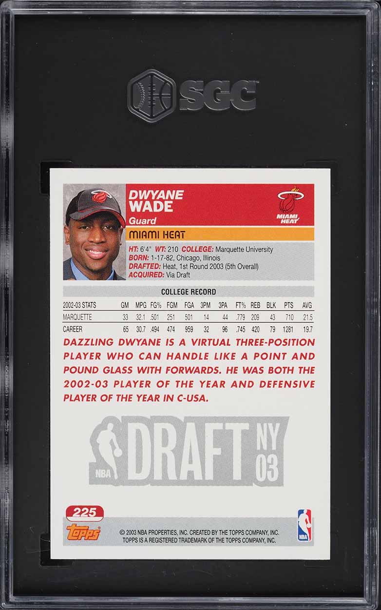 2003 Topps 1st Edition Dwyane Wade ROOKIE #225 SGC 9.5 MINT+