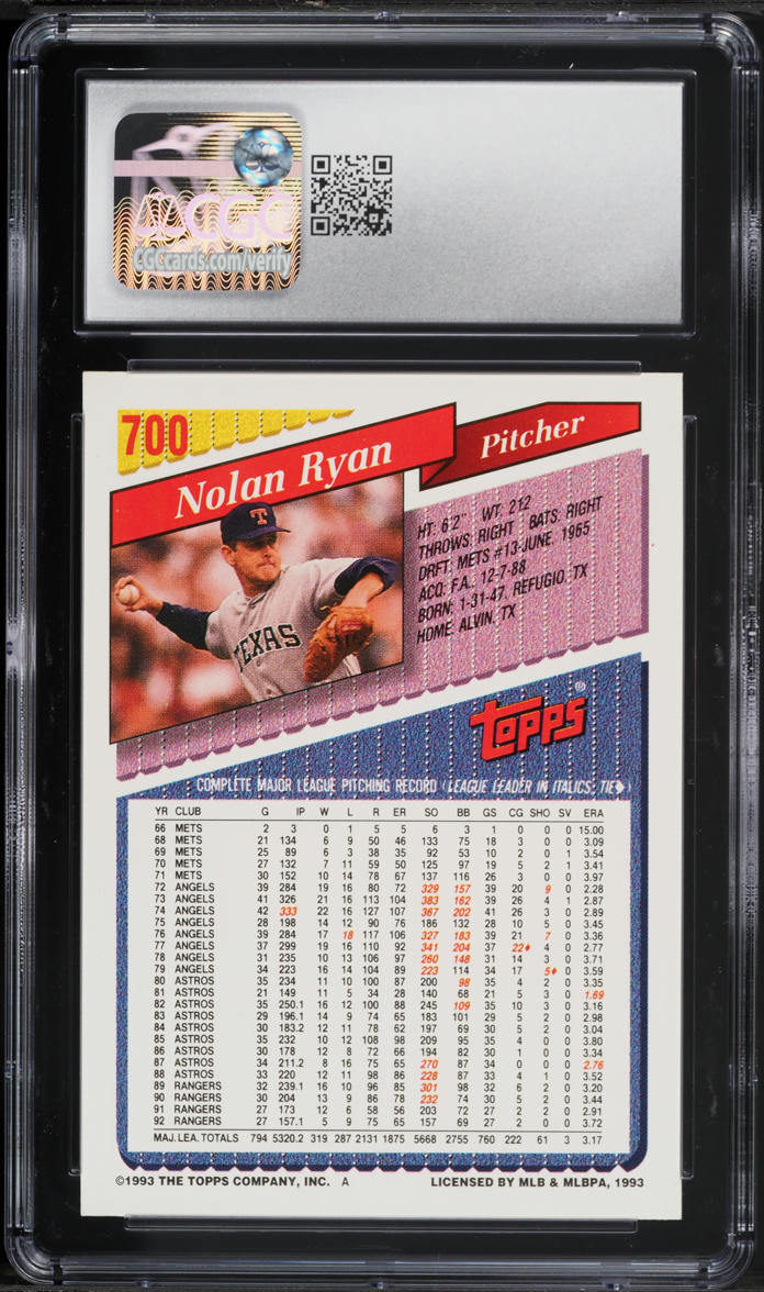 1993 Topps Gold Nolan Ryan #700 CGC 9 MINT