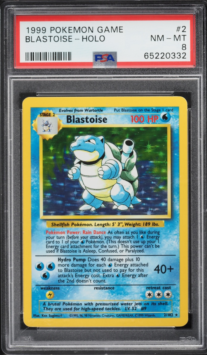 1999 Pokemon Base Set Holo Blastoise #2 PSA 8 NM-MT