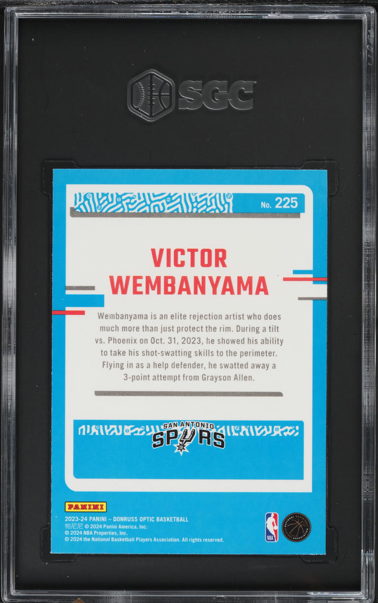 2023 Donruss Optic Victor Wembanyama ROOKIE #225 SGC 9 MINT