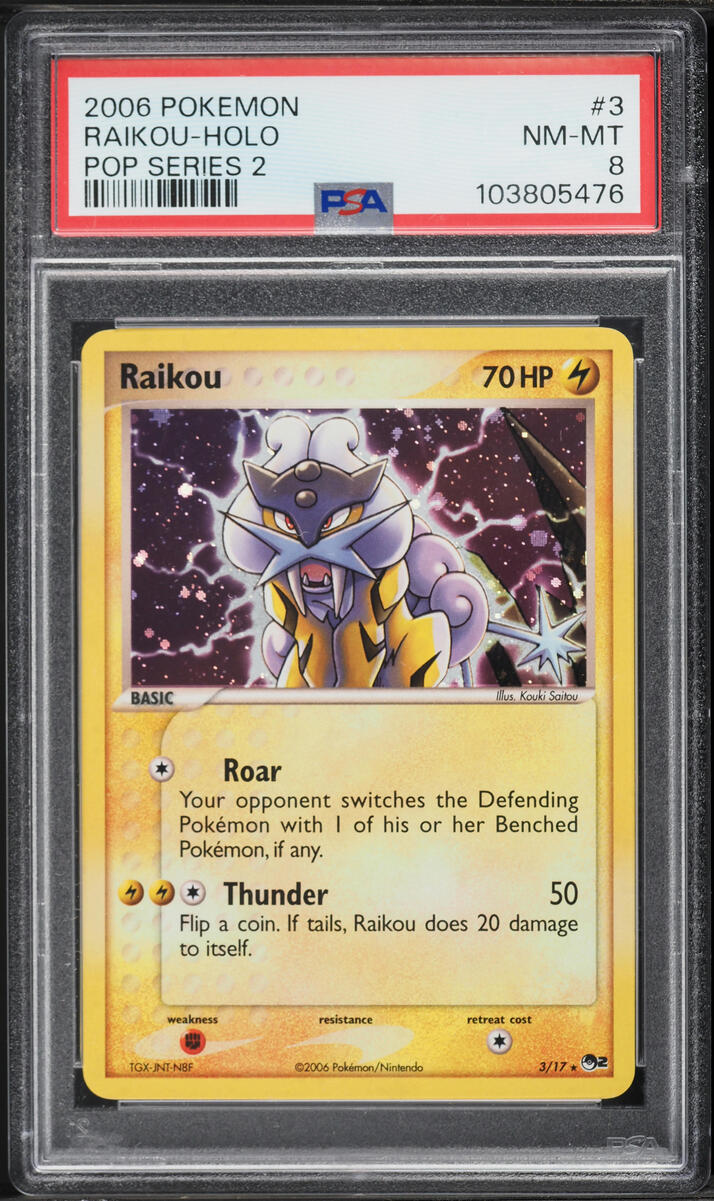 2006 Pokemon POP Series 2 Holo Raikou #3 PSA 8 NM-MT