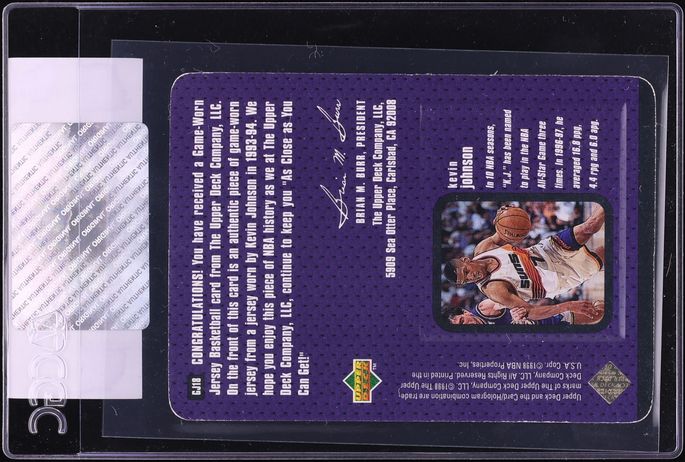 1997 Upper Deck Game Jerseys Kevin Johnson PATCH #GJ18 CGC AUTH - Photo 2