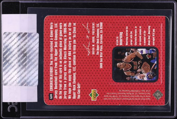 1997 Upper Deck Game Jerseys Alonzo Mourning PATCH #GJ14 CGC AUTH - Photo 2