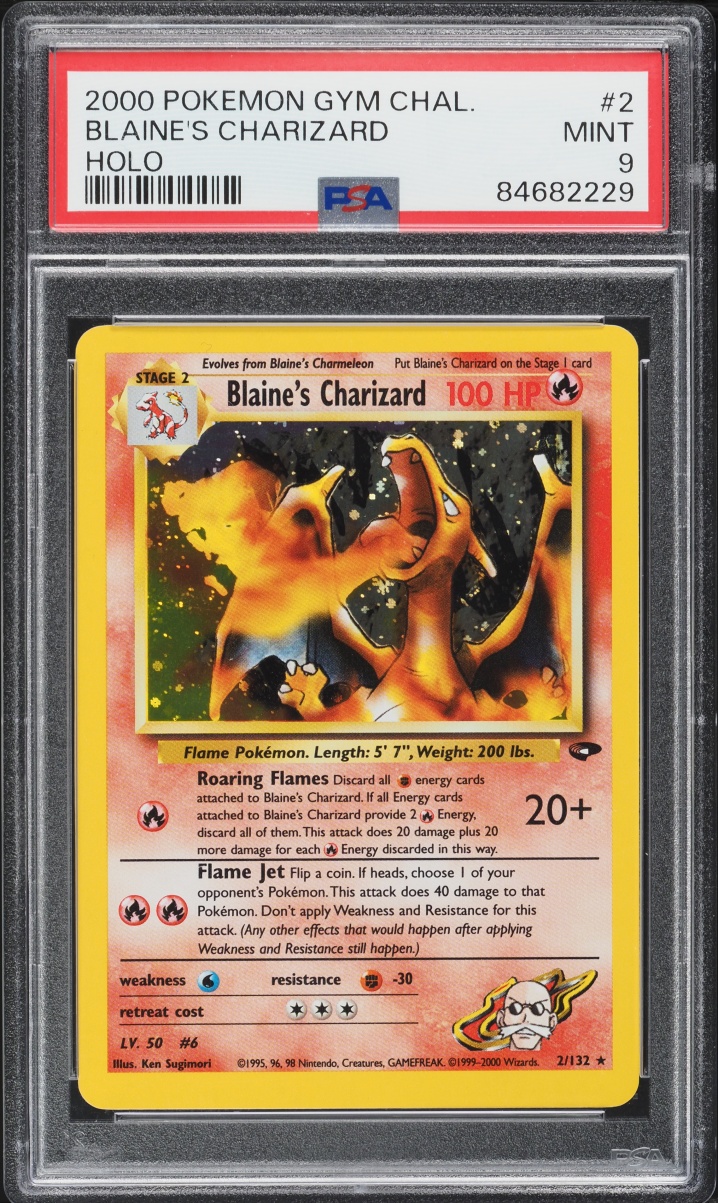 2000 Pokemon Gym Challenge Holo Blaine's Charizard #2 PSA 9 MINT