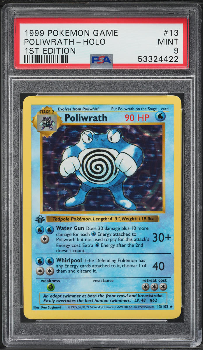1999 Pokemon Base Set 1st Edition Holo Poliwrath #13 PSA 9 MINT