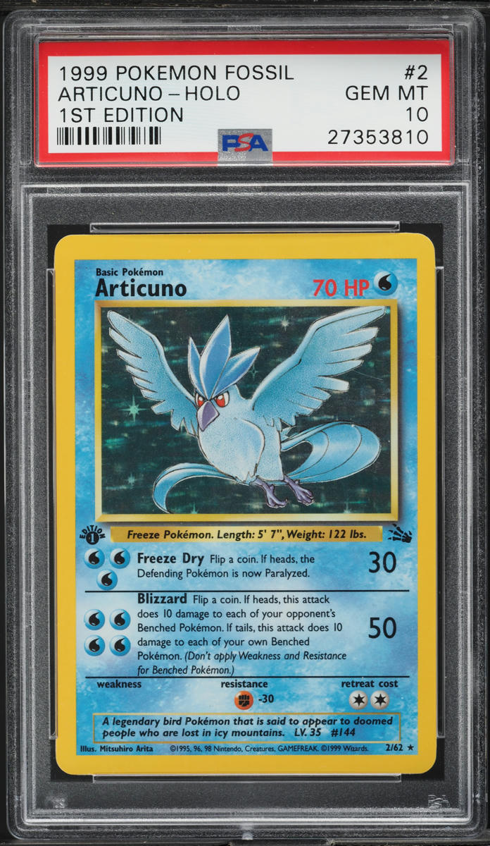 1999 Pokemon Fossil 1st Edition Holo Articuno #2 PSA 10 GEM MINT