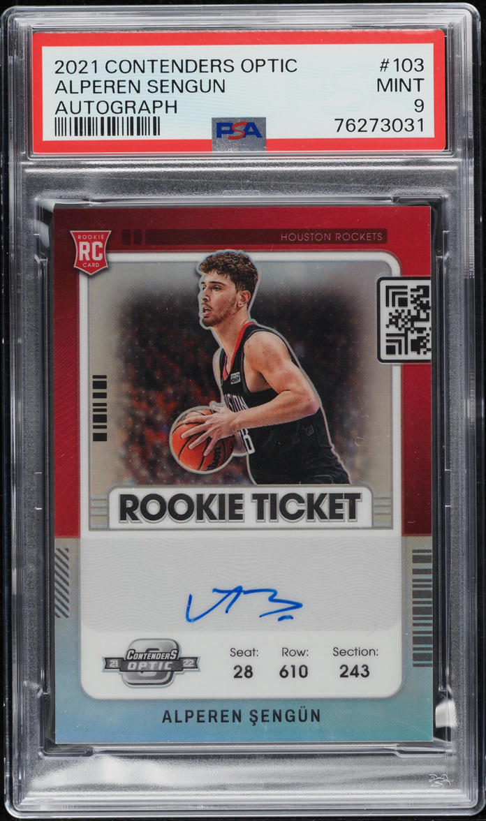 2021 Panini Contenders Optic Alperen Sengun ROOKIE AUTO #103 PSA 9 MINT