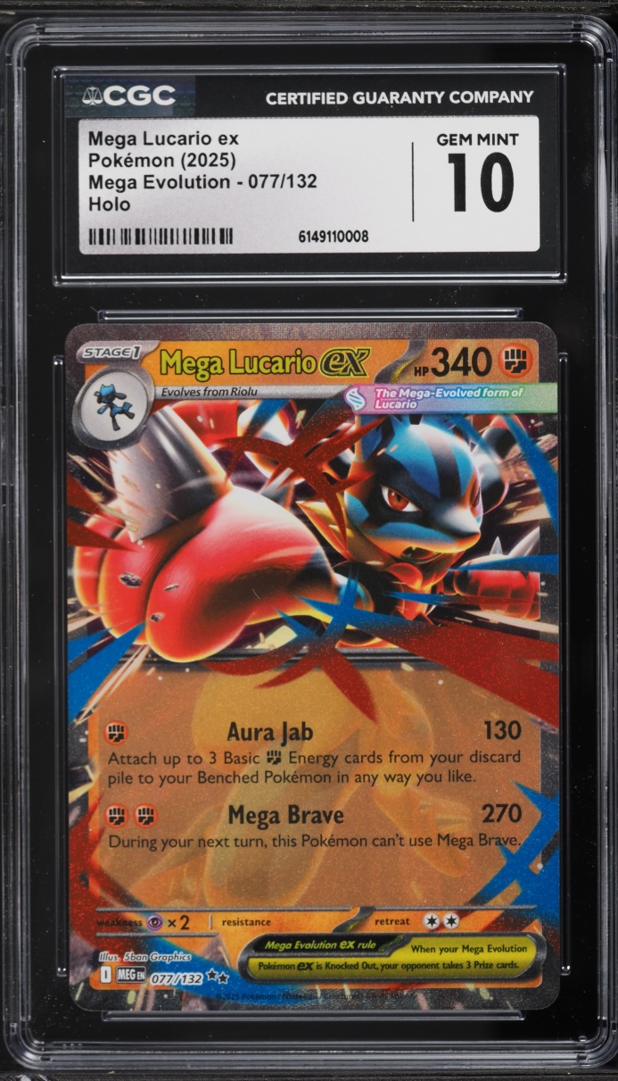 2025 Pokemon Mega Evolution Holo Mega Lucario EX #77 CGC 10 GEM MINT