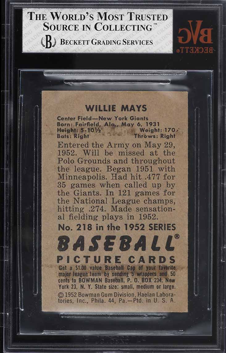 1952 Bowman Willie Mays #218 BVG 3 VG