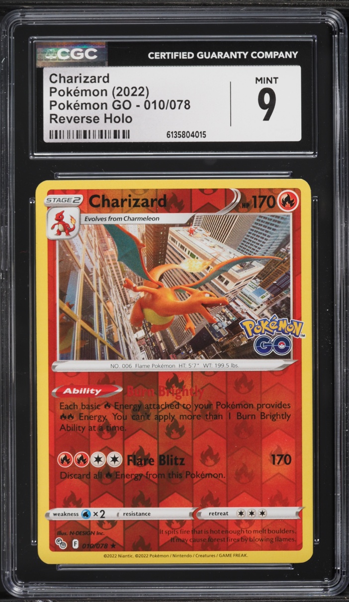 2022 Pokemon Sword & Shield GO Reverse Holo Charizard #10 CGC 9 MINT