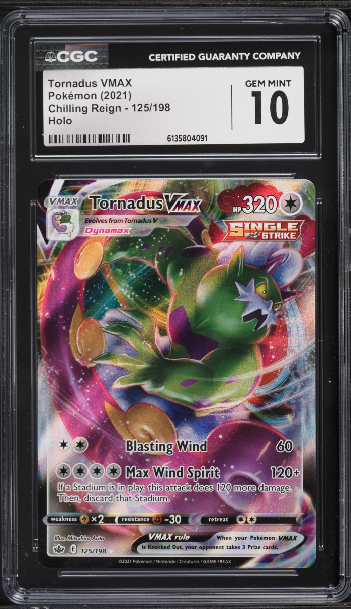 2021 Pokemon Sword & Shield Chilling Reign Full Art Tornadus VMAX #125 CGC 10 GEM MINT