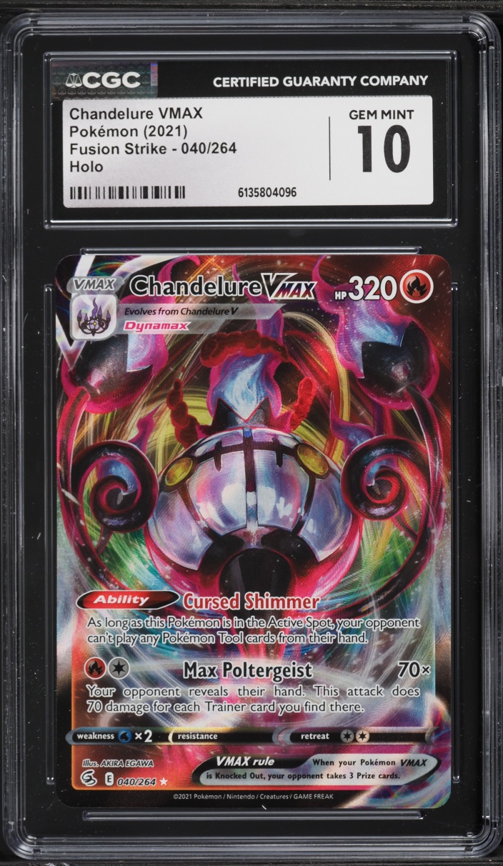 2021 Pokemon Sword & Shield Fusion Strike Chandelure VMAX #40 CGC 10 GEM MINT