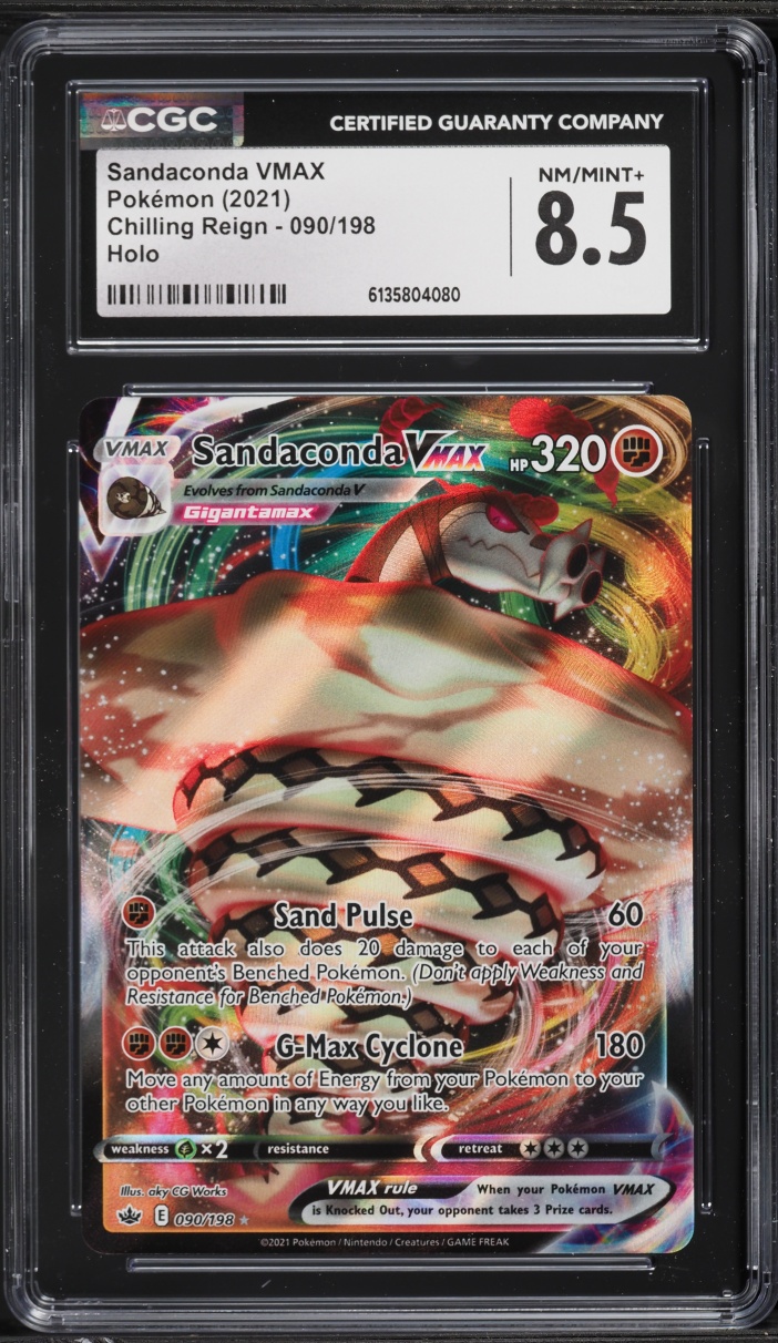 2021 Pokemon Sword & Shield Chilling Reign Holo Sandaconda VMAX #090 CGC 8.5 NM-MT+