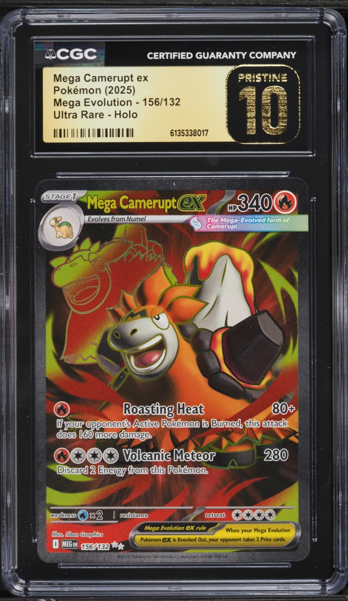2025 Pokemon Mega Evolution Full Art Mega Camerupt Ex #156 CGC 10 PRISTINE
