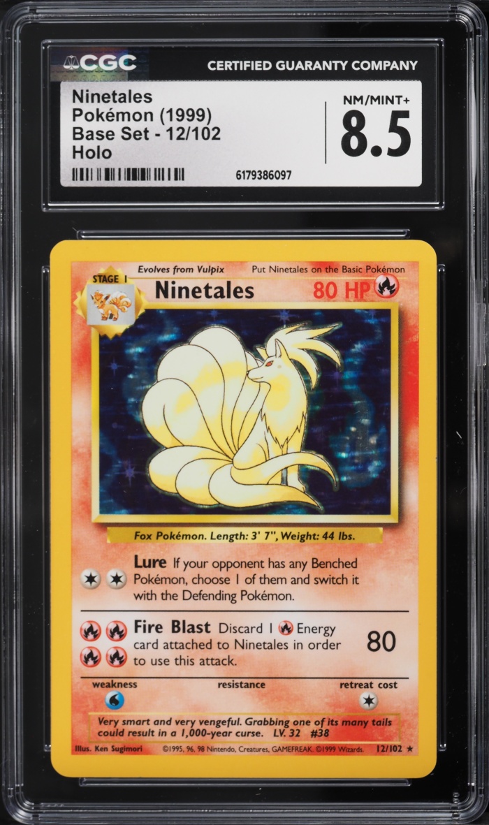 1999 Pokemon Base Set Holo Ninetales #12 CGC 8.5 NM-MT+