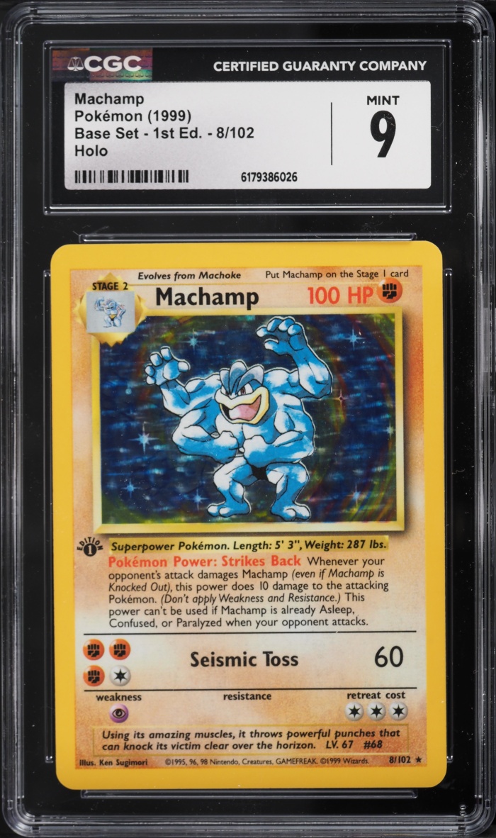 1999 Pokemon Base Set 1st Edition Holo Machamp #8 CGC 9 MINT