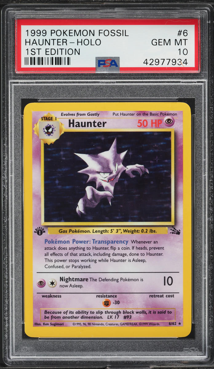 1999 Pokemon Fossil 1st Edition Holo Haunter #6 PSA 10 GEM MINT