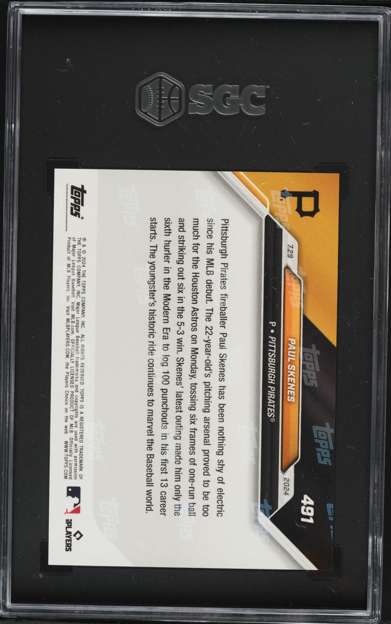 2024 Topps Now Paul Skenes ROOKIE #491 SGC 10 GEM MINT