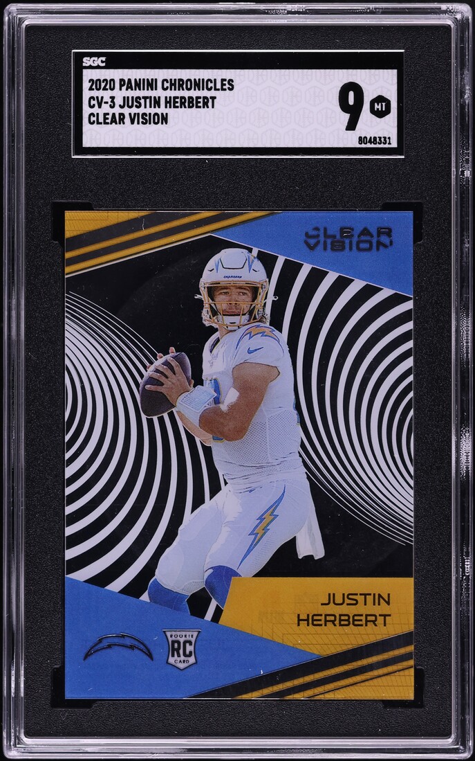 2020 Panini Chronicles Clear Vision Justin Herbert ROOKIE #CV-3 SGC 9 MINT