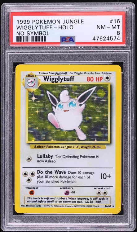 1999 Pokemon Jungle No Symbol Holo Wigglytuff #16 PSA 8 NM-MT