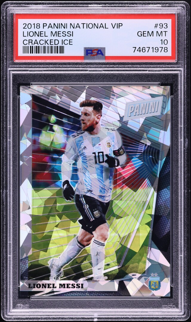 2018 Panini National VIP Cracked Ice Lionel Messi /50 #93 PSA 10 GEM MINT - Photo 1