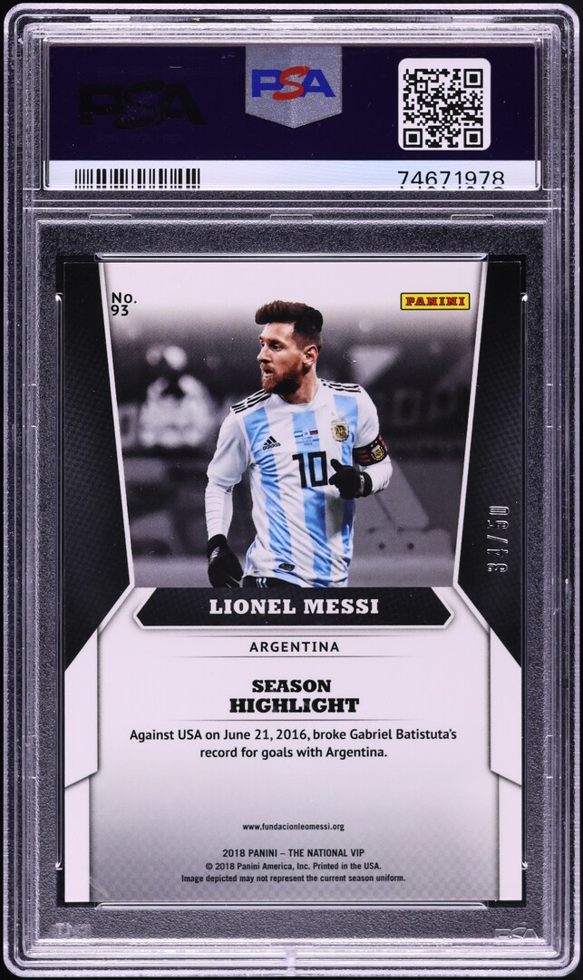 2018 Panini National VIP Cracked Ice Lionel Messi /50 #93 PSA 10 GEM MINT - Photo 2