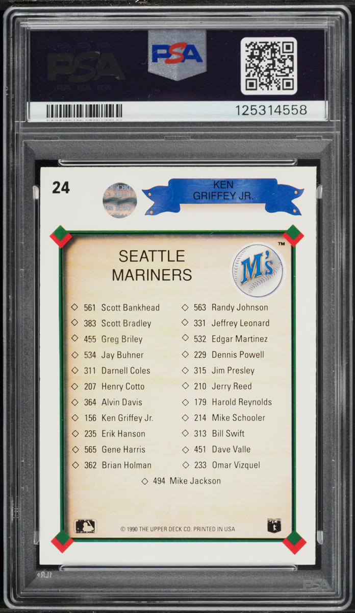 1990 Upper Deck Mariners Checklist Ken Griffey Jr. #24 PSA 8 NM-MT