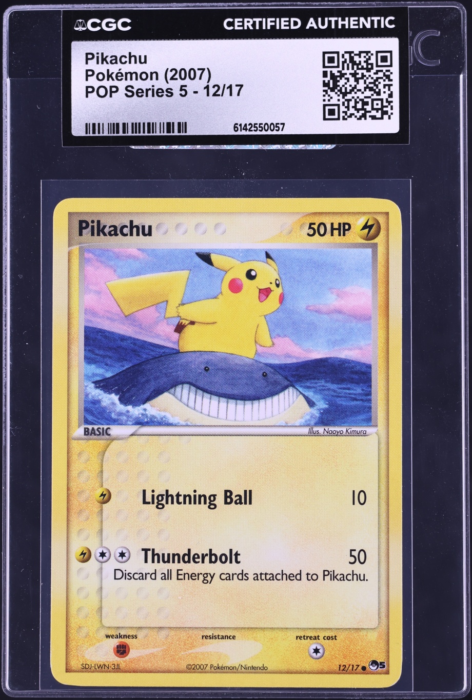 2007 Pokemon POP Series 5 Pikachu #12 CGC AUTH