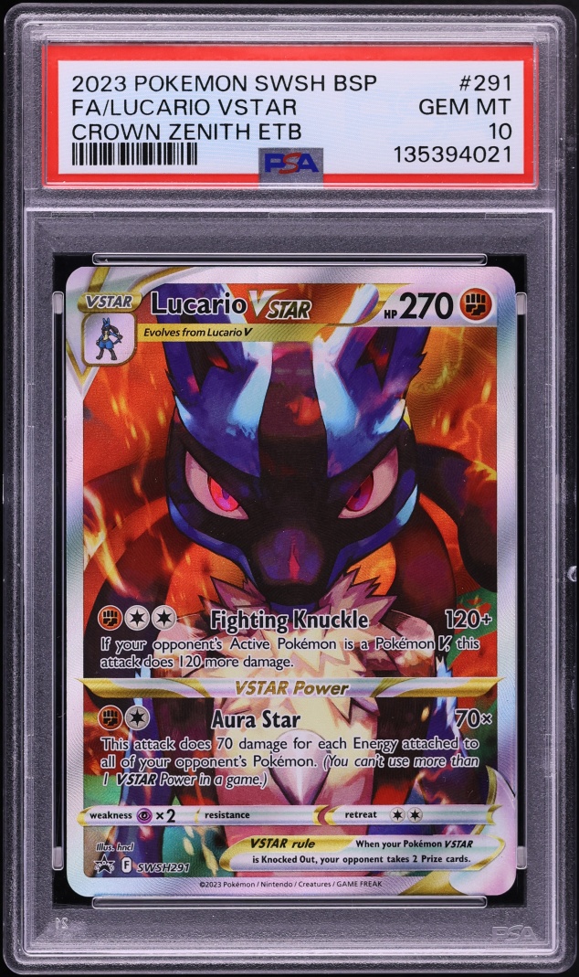 2023 Pokemon SWSH Promo Crown Zenith ETB Full Art Lucario VSTAR #SWSH291 PSA 10 GEM MINT