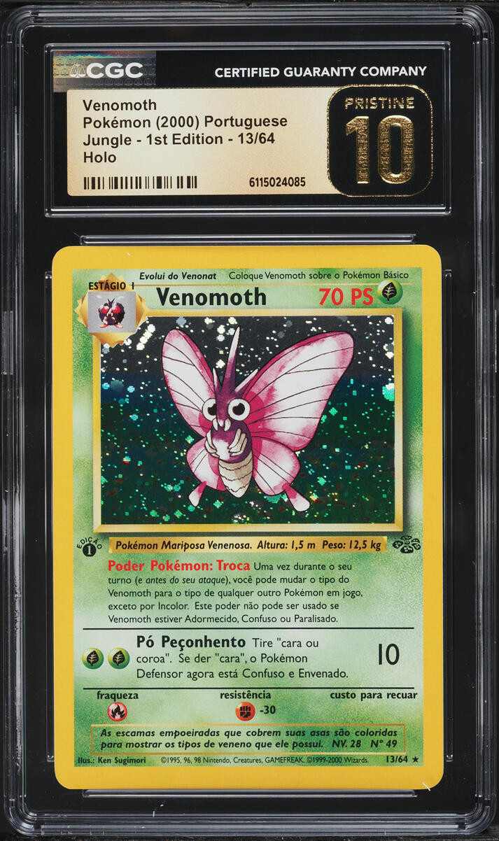 2000 Pokemon Portuguese Jungle 1st Edition Holo Venomoth #13 CGC 10 PRISTINE
