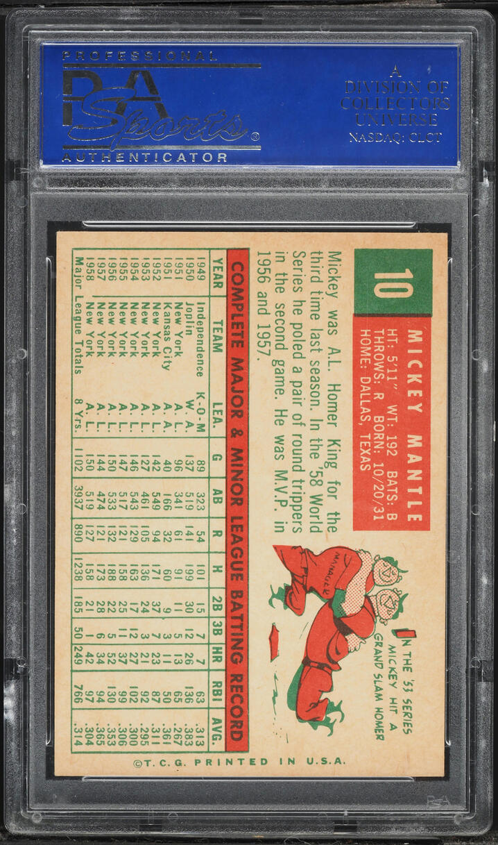 1959 Topps Mickey Mantle #10 PSA 8 NM-MT