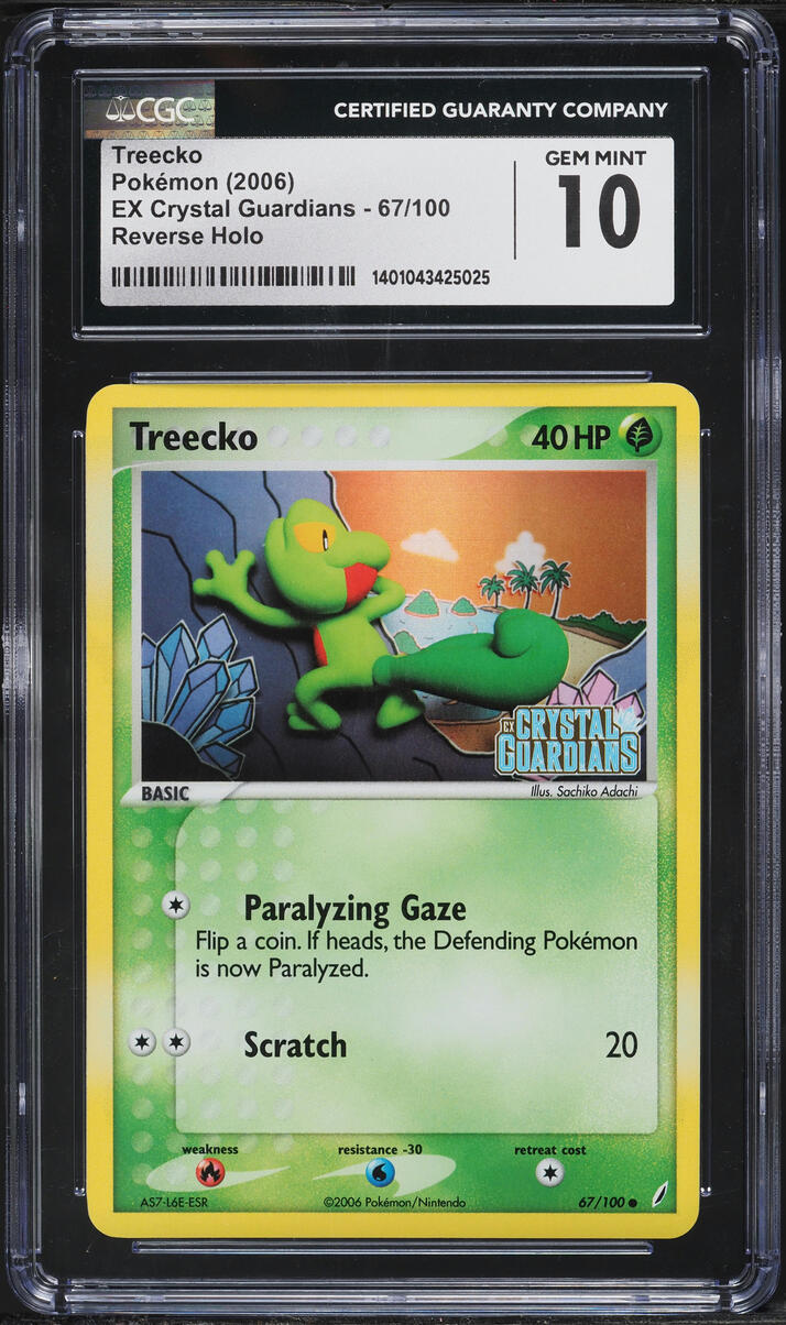2006 Pokemon EX Crystal Guardians Reverse Holo Treecko #67 CGC 10 GEM MINT
