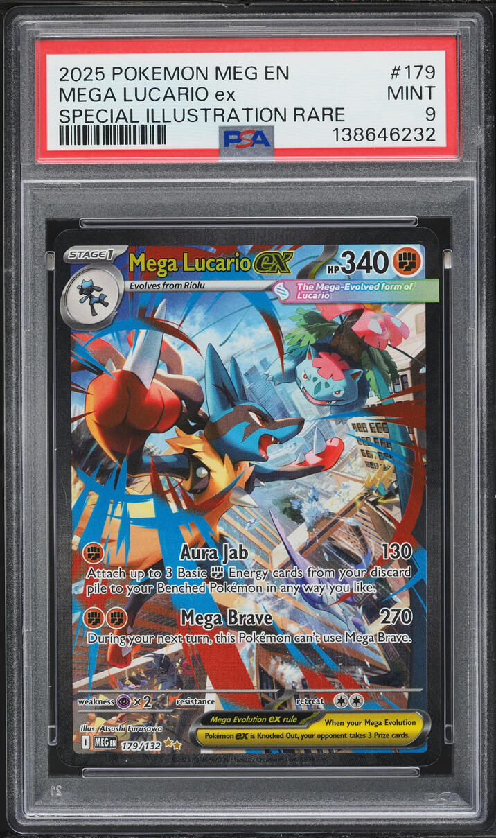 2025 Pokemon Mega Evolution SIR Mega Lucario ex #179 PSA 9 MINT