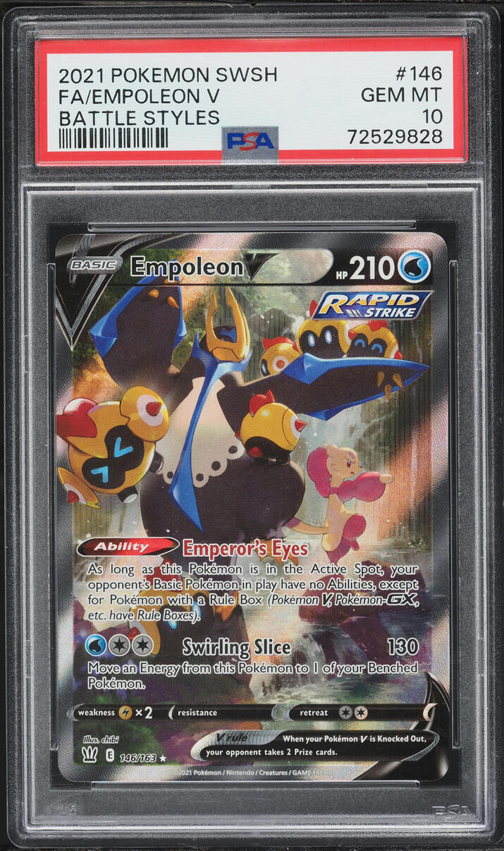 2021 Pokemon Sword & Shield Battle Styles Full Art Empoleon V #146 PSA 10 GEM MINT