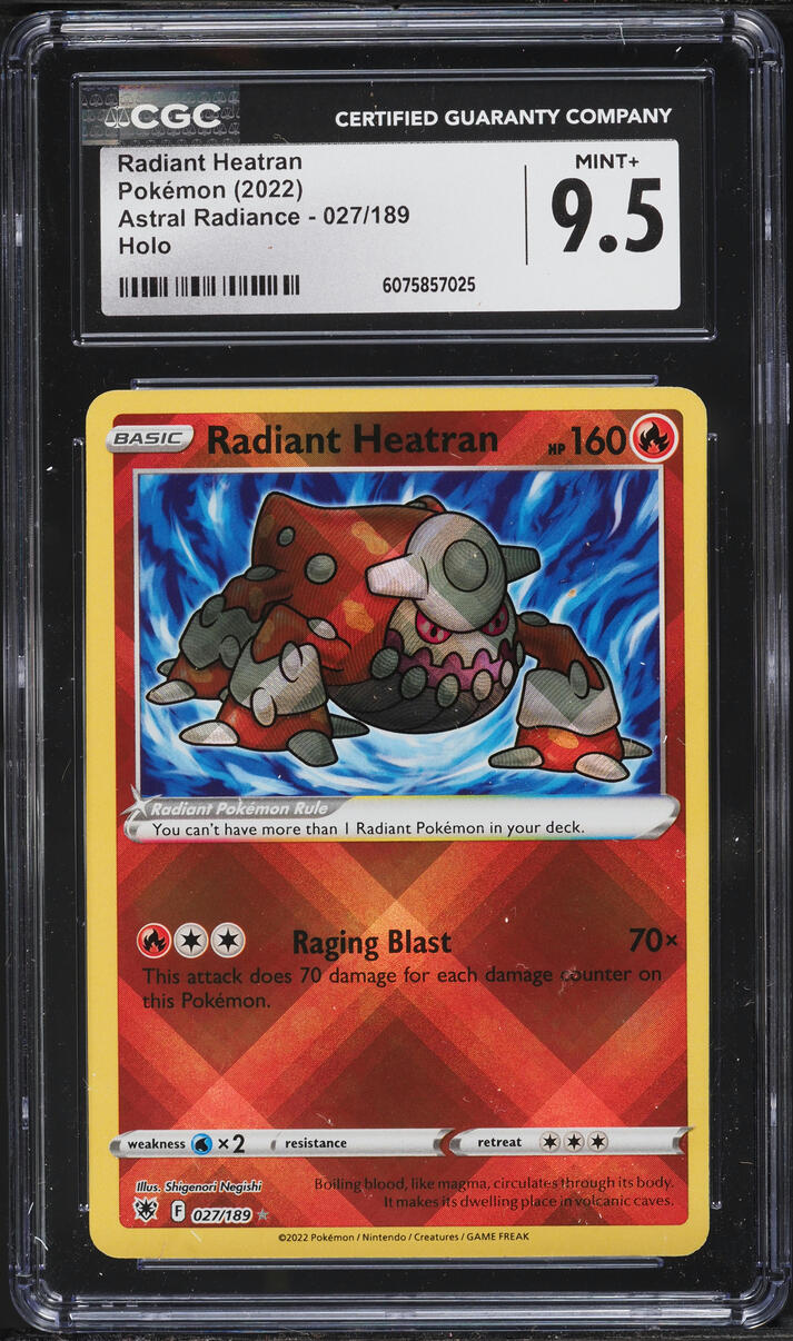 2022 Pokemon Sword & Shield Astral Radiance Radiant Heatran #27 CGC 9.5 MINT+