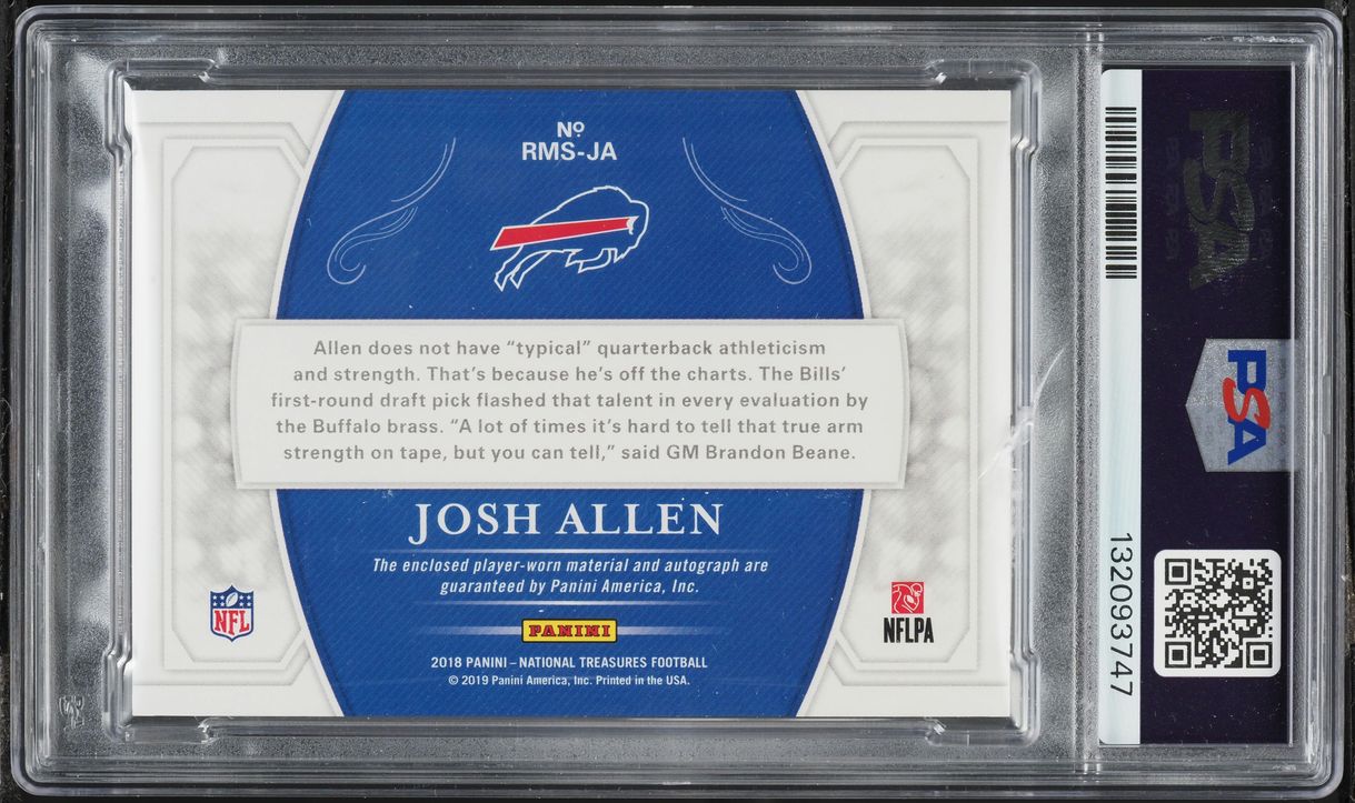 2018 National Treasures Holo Silver Josh Allen ROOKIE PATCH AUTO DNA 10 /25 #RMS-JA PSA 8 NM-MT