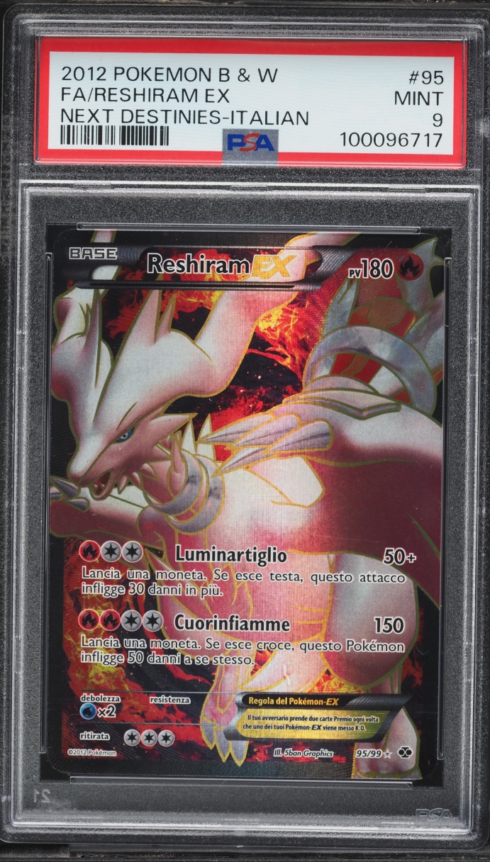 2012 Pokemon Italian Black & White Next Destinies Full Art Reshiram EX #95 PSA 9 MINT