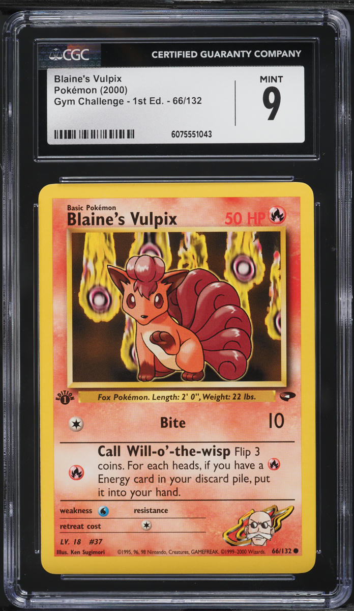 2000 Pokemon Gym Challenge 1st Edition Blaine's Vulpix #66 CGC 9 MINT