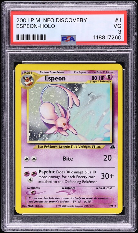 2001 Pokemon Neo Discovery Holo Espeon #1 PSA 3 VG
