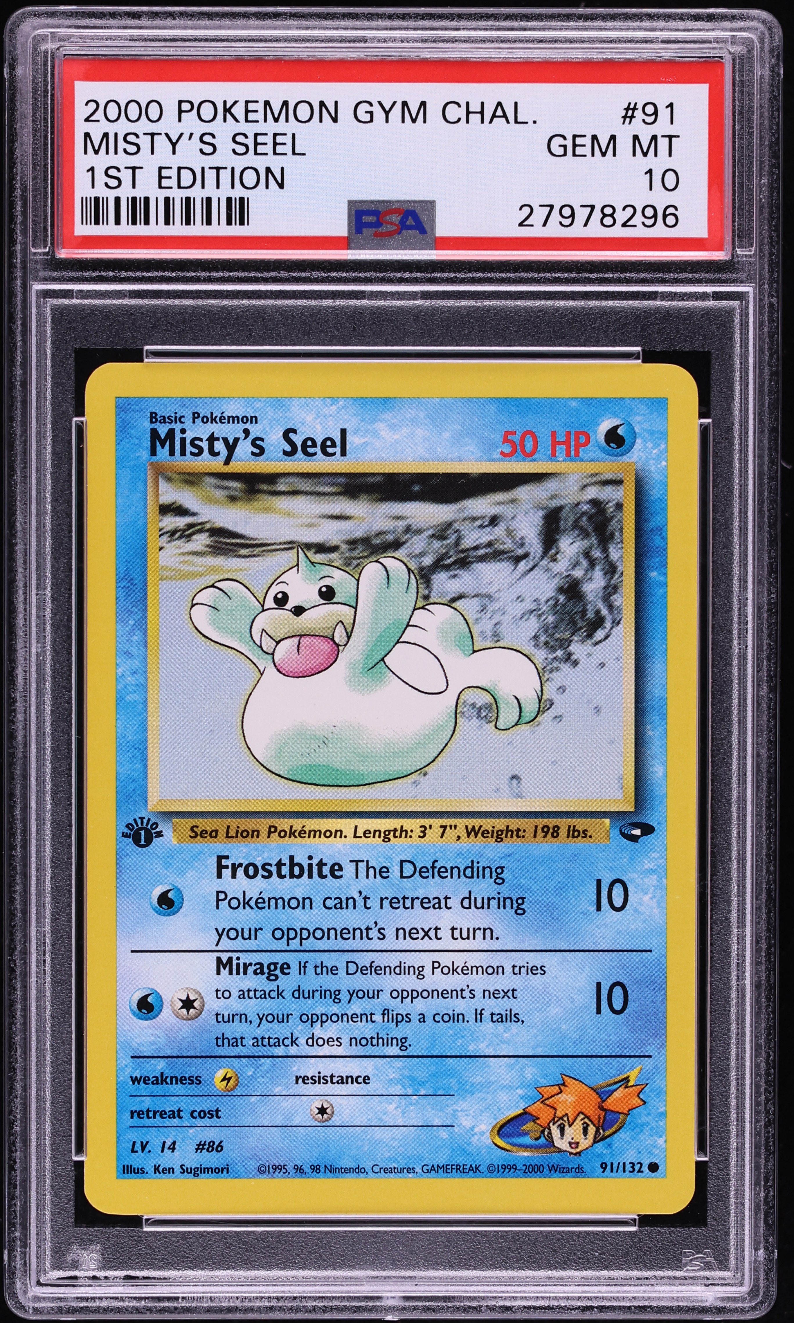 2000 Pokemon Gym Challenge 1st Edition Misty's Seel #91 PSA 10 GEM MINT