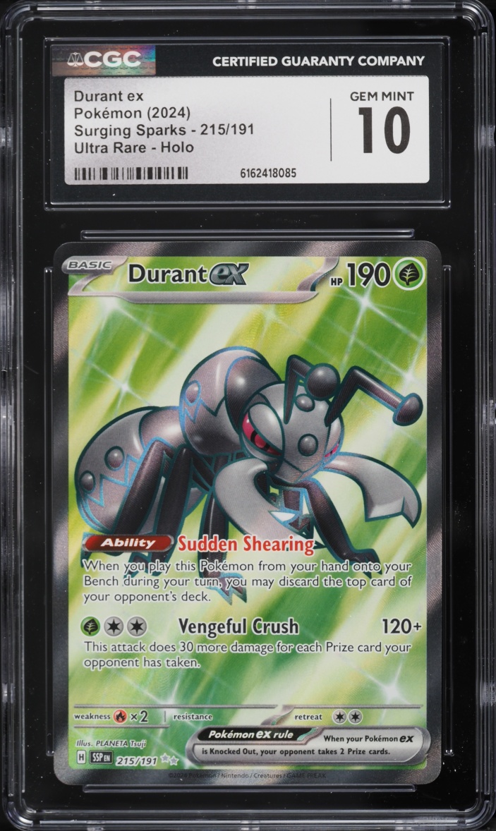 2024 Pokemon Scarlet & Violet Surging Sparks Full Art Durant EX #215 CGC 10 GEM MINT