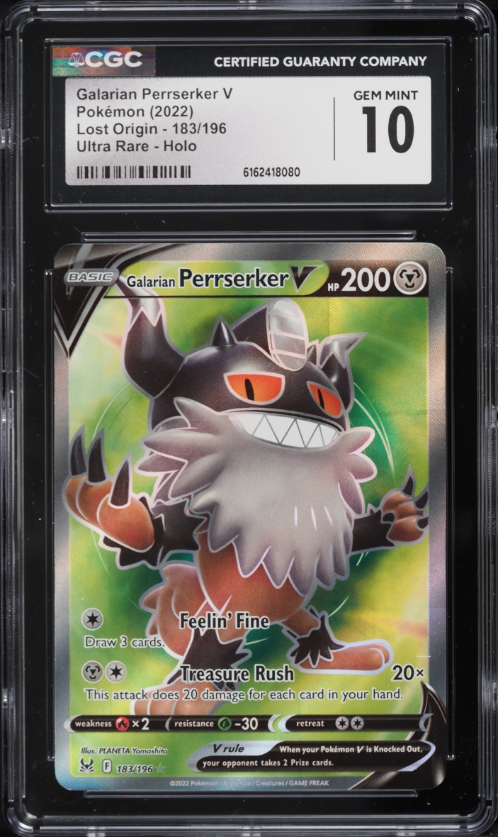 2022 Pokemon Sword & Shield Lost Origin Full Art Galarian Perrserker V #183 CGC 10 GEM MINT