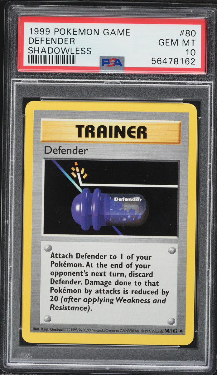 1999 Pokemon Base Set Shadowless Defender #80 PSA 10 GEM MINT