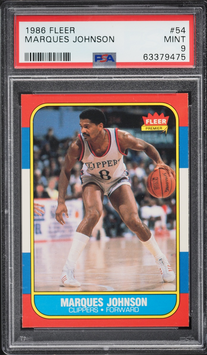 1986 Fleer Basketball Marques Johnson #54 PSA 9 MINT