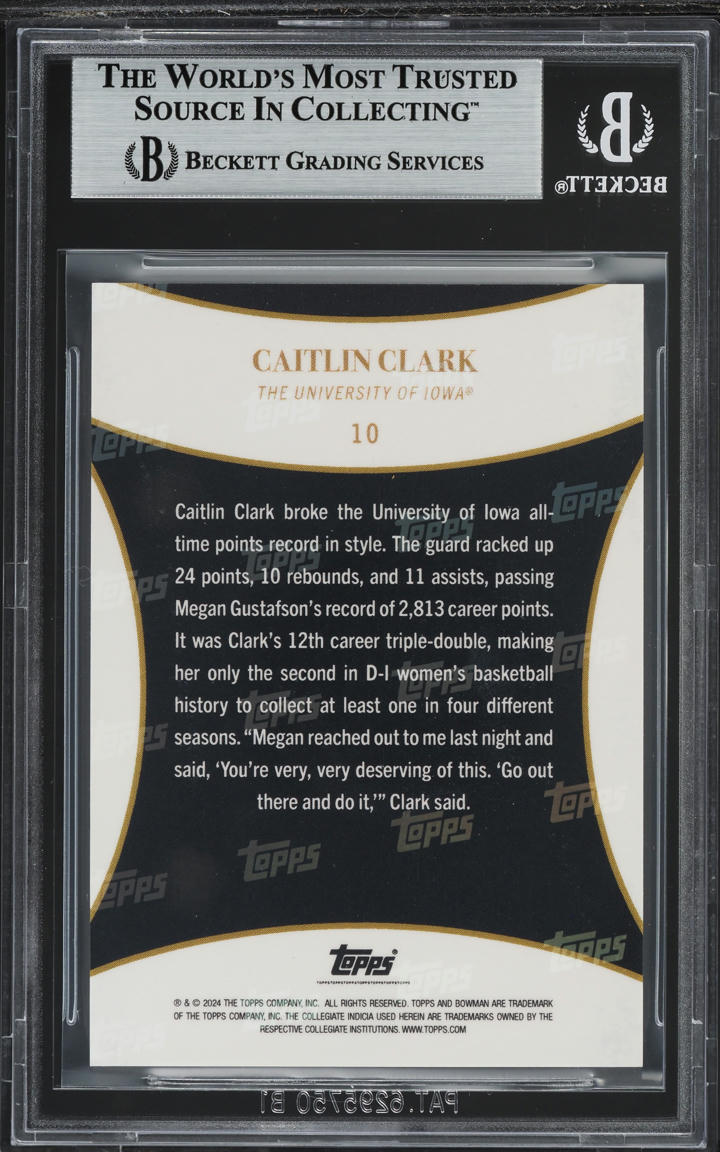 2023 Bowman University Now Collegiate Campaign Caitlin Clark ROOKIE #10 BGS 7.5