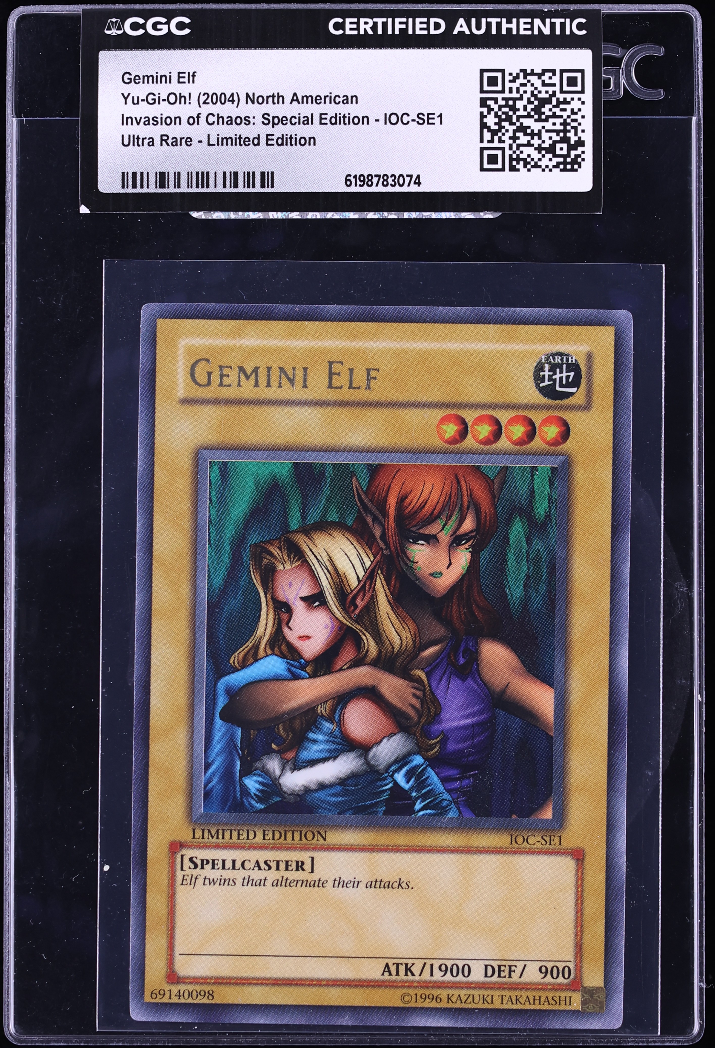 2004 Yu-Gi-Oh! Invasion Of Chaos Special Edition Ultra Rare Gemini Elf #IOC-SE1 CGC AUTH