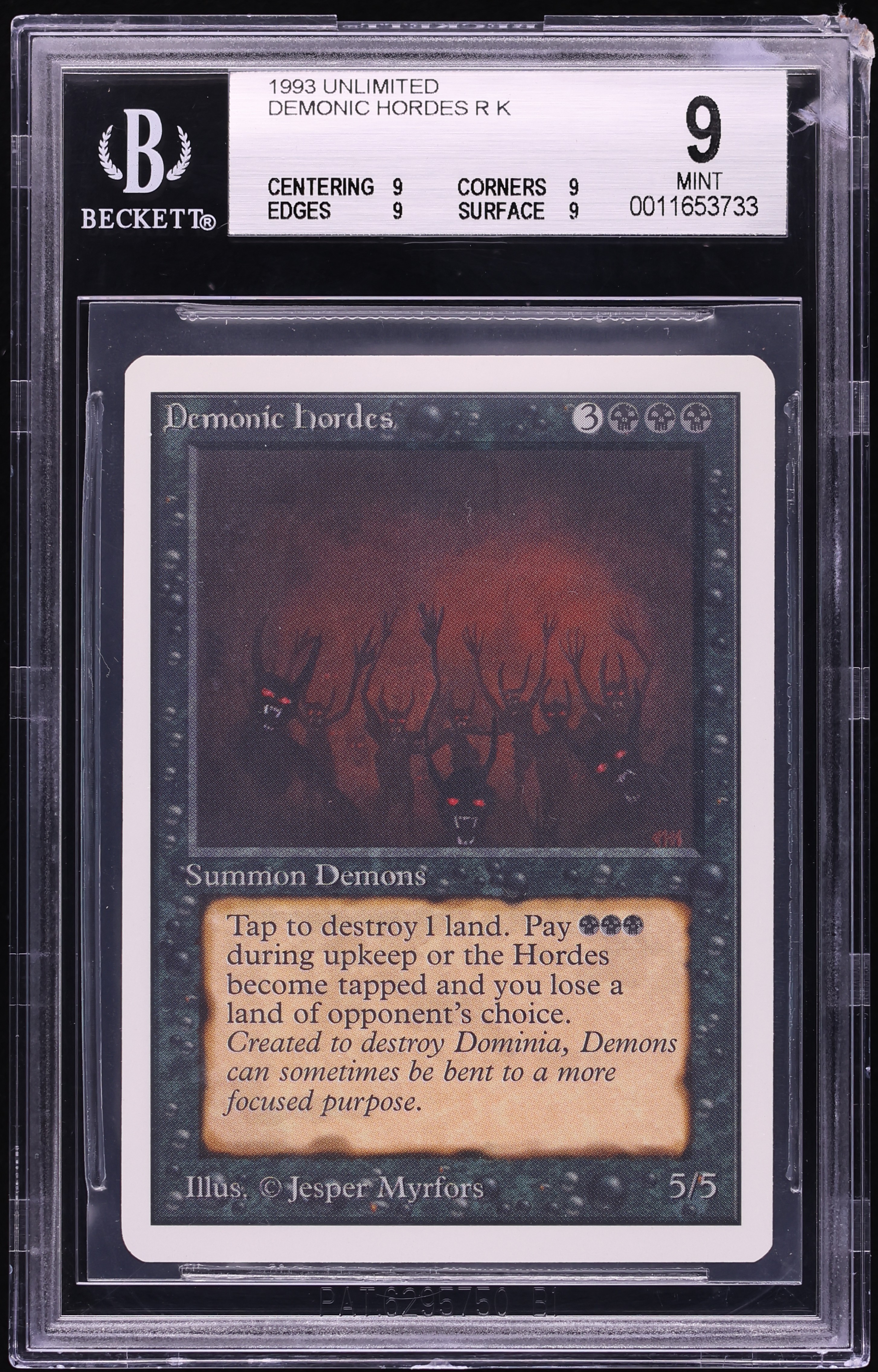 1993 Magic The Gathering MTG Unlimited Demonic Hordes BGS 9 MINT